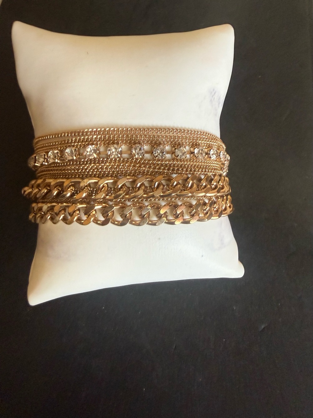 jcpenney Gold-Tone Layered Chain & Rhinestone Wrap Bracelet